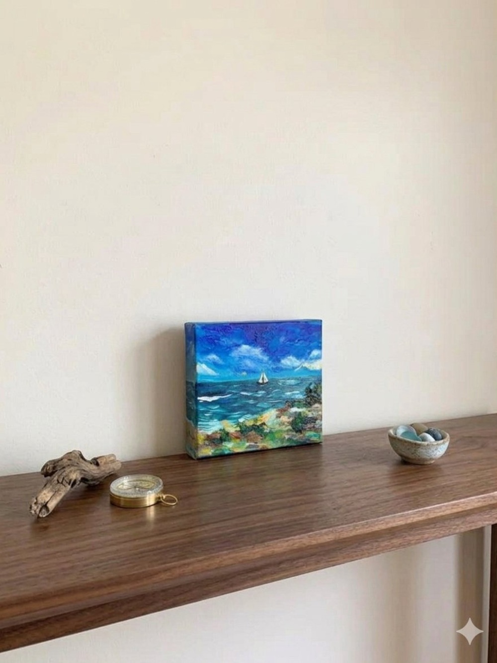 Impasto style seascape scene on canvas original painting - Picture 4 of 4